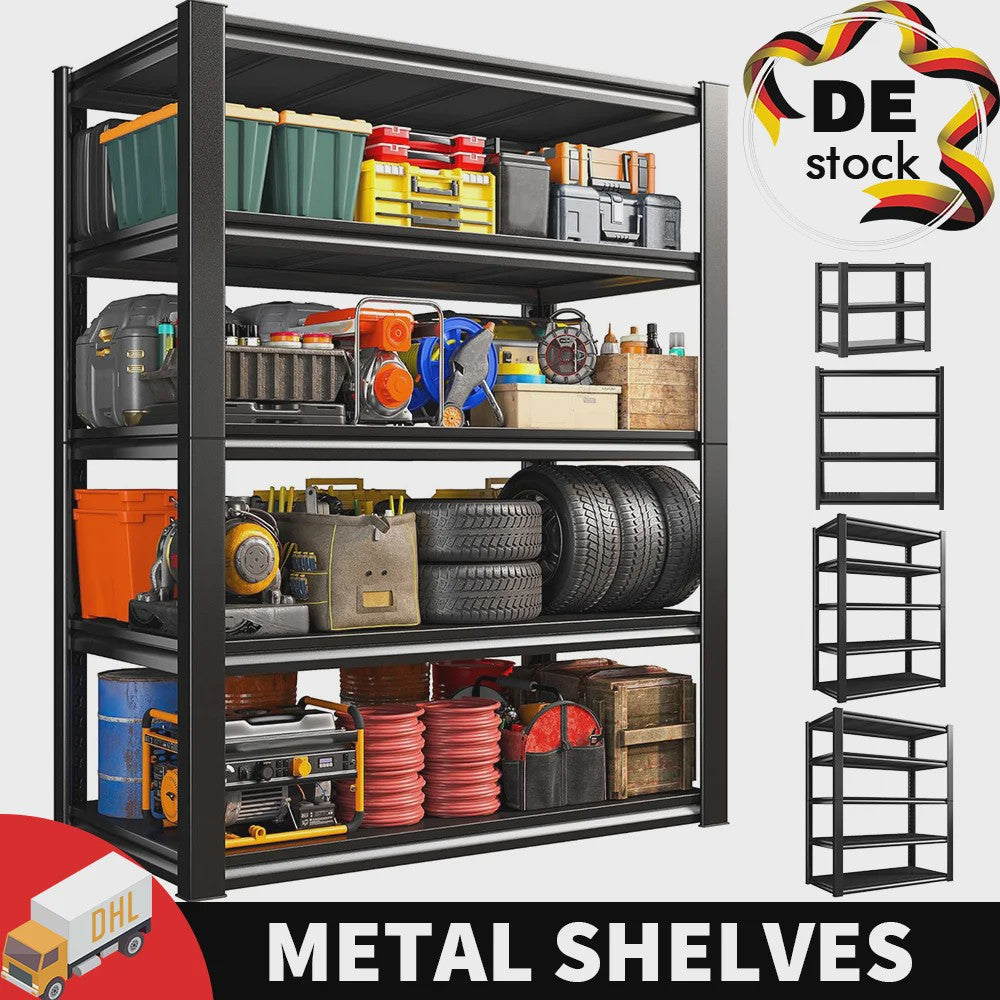 Verstelbare Metalen Opslagstelling - 3, 4 of 5 Laags - Zwaar Belastbaar