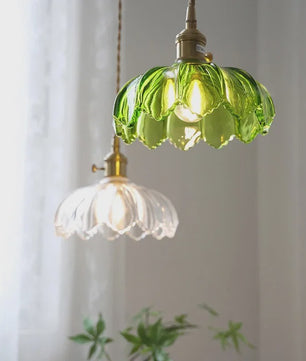 Nordic Groene Glazen Hanglamp met Koperen Fitting - Sfeervolle Moderne Verlichting