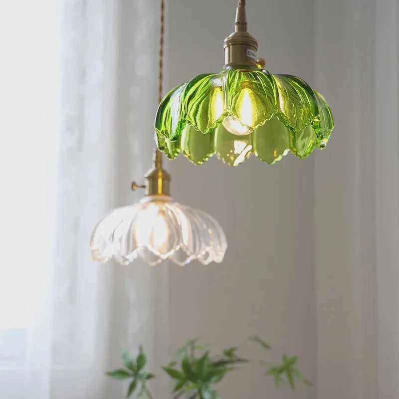Nordic Groene Glazen Hanglamp met Koperen Fitting - Sfeervolle Moderne Verlichting