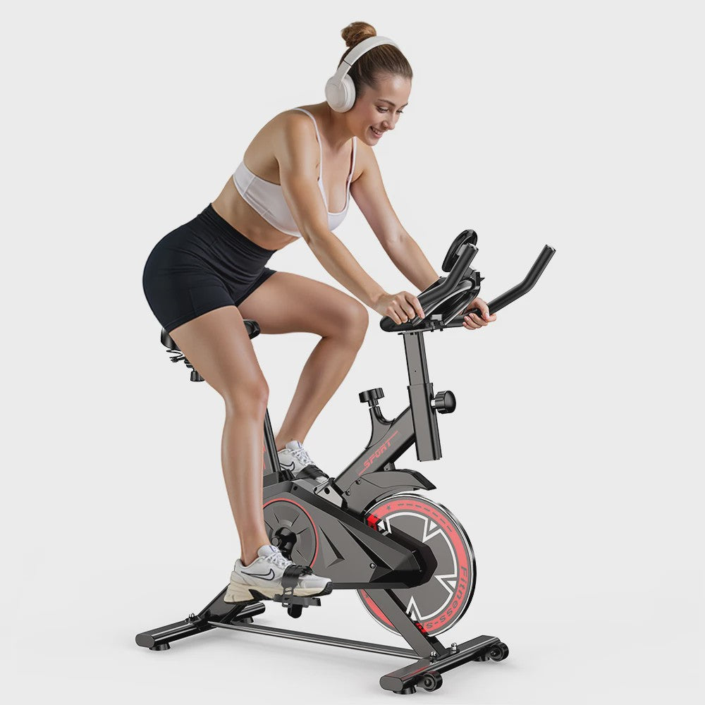 Indoor Hometrainer met 10kg Vliegwiel, Stille Riem Aandrijving en LCD Display