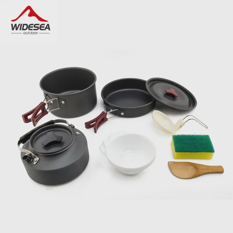 Widesea Camping Kookset Outdoor Potten & Pannen Set met Waterkoker & Bestek
