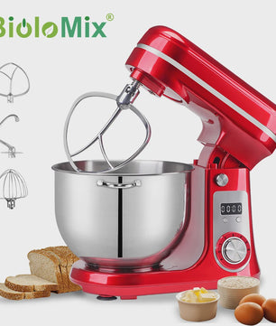 BioloMix Keukenmachine 1200W - 6L RVS Kom, Stille DC Motor & 6 Snelheden