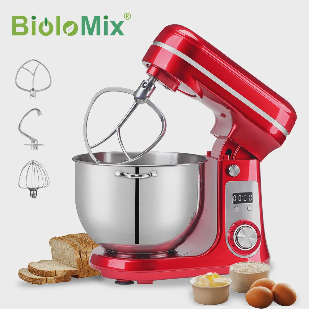 BioloMix Keukenmachine 1200W - 6L RVS Kom, Stille DC Motor & 6 Snelheden