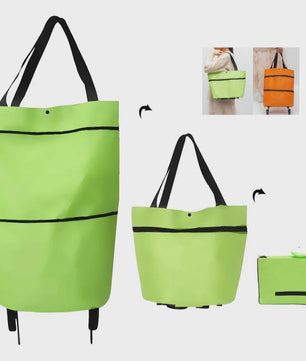 2-in-1 Opvouwbare Boodschappentrolley met Wielen - Handige Draagtas