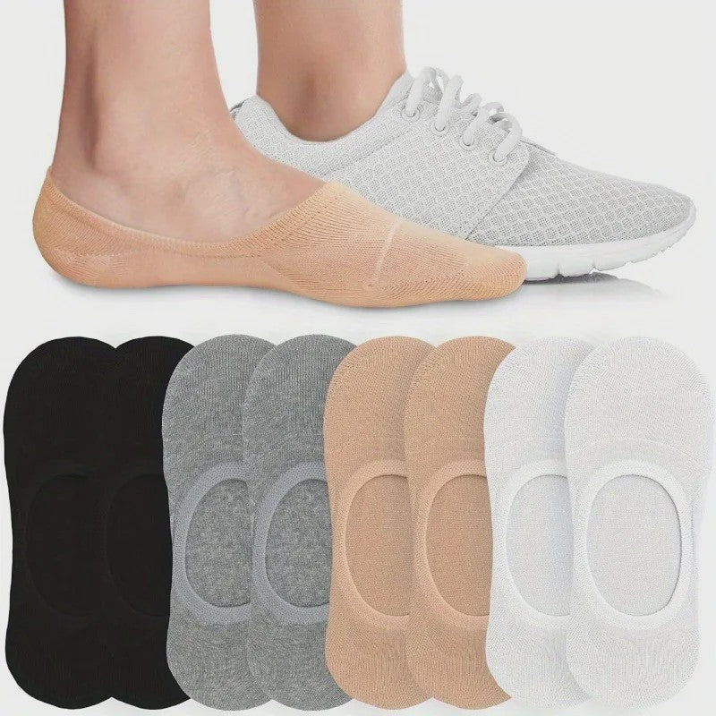 6/8 Paar Invisible Sokken Dames - Ademend Katoen, Antislip & Dunne Sneakersokken