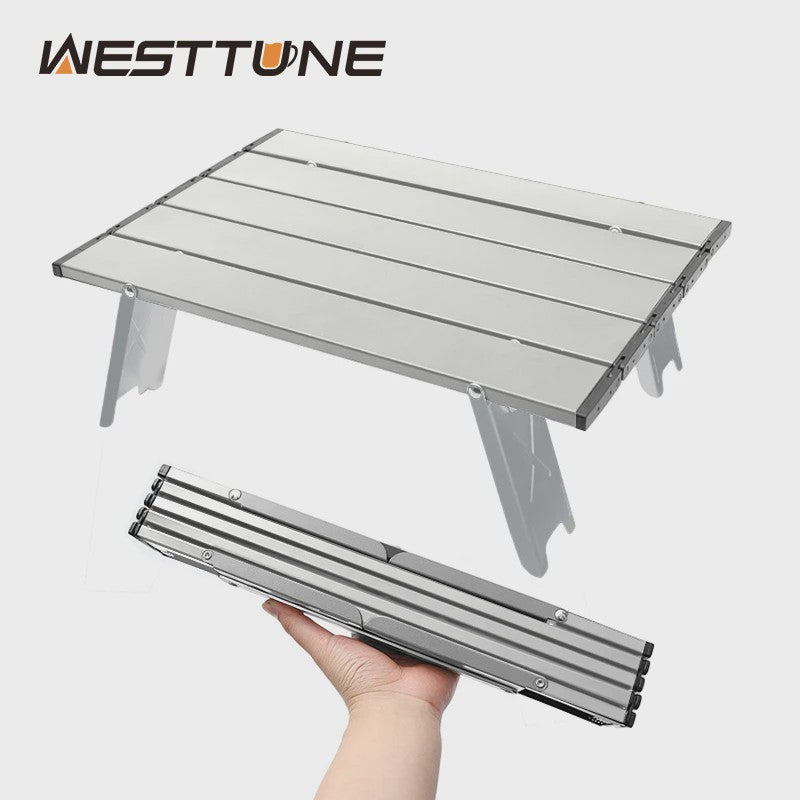 WESTTUNE Mini Campingtafel - Ultralicht Opvouwbaar Aluminium Tafelblad voor Buiten, Backpacking & BBQ