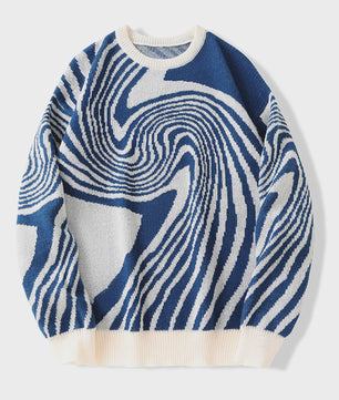 Herfst & Winter Heren Trui met Maze Jacquard Patroon - Ronde Hals