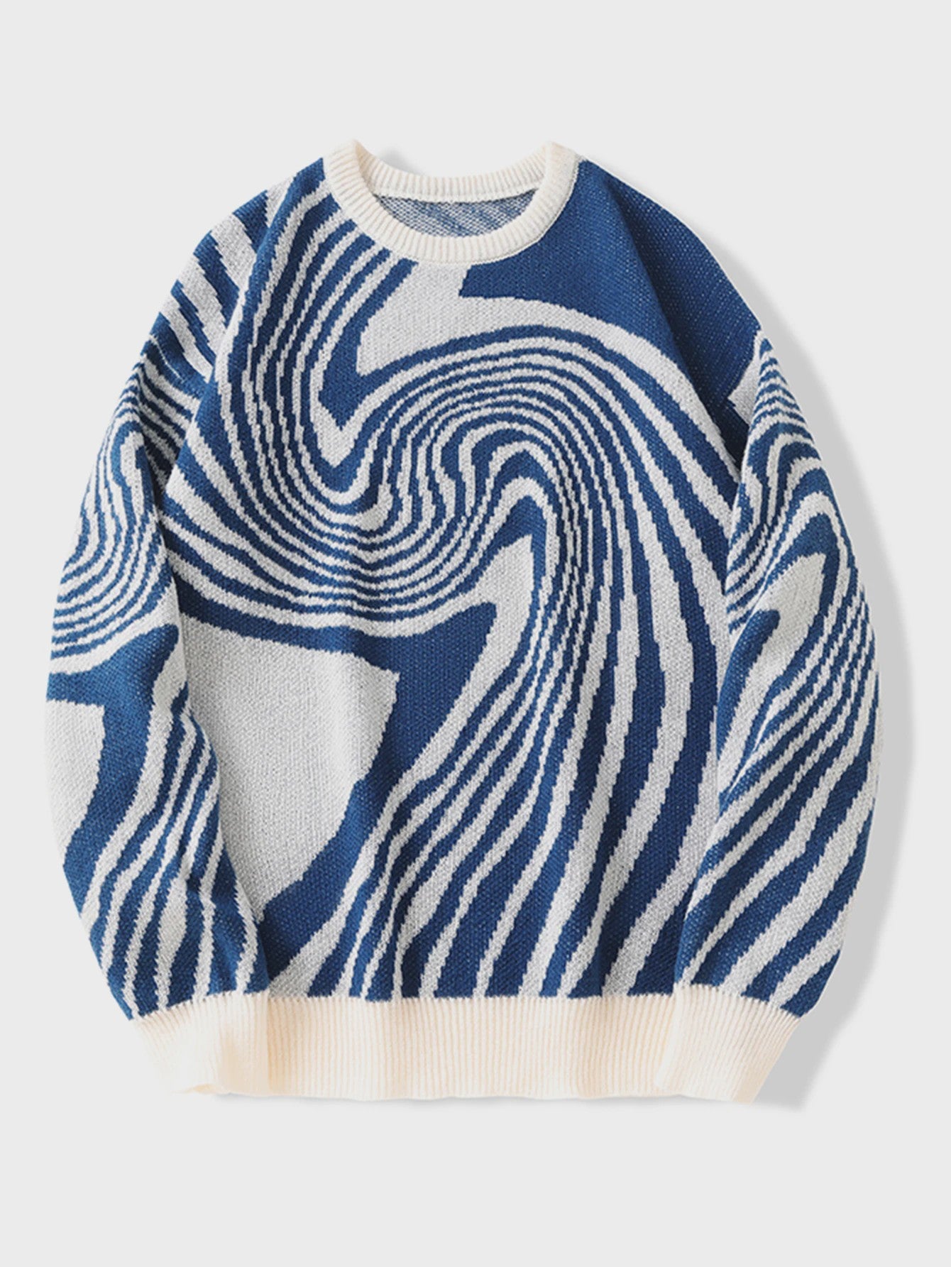 Herfst & Winter Heren Trui met Maze Jacquard Patroon - Ronde Hals