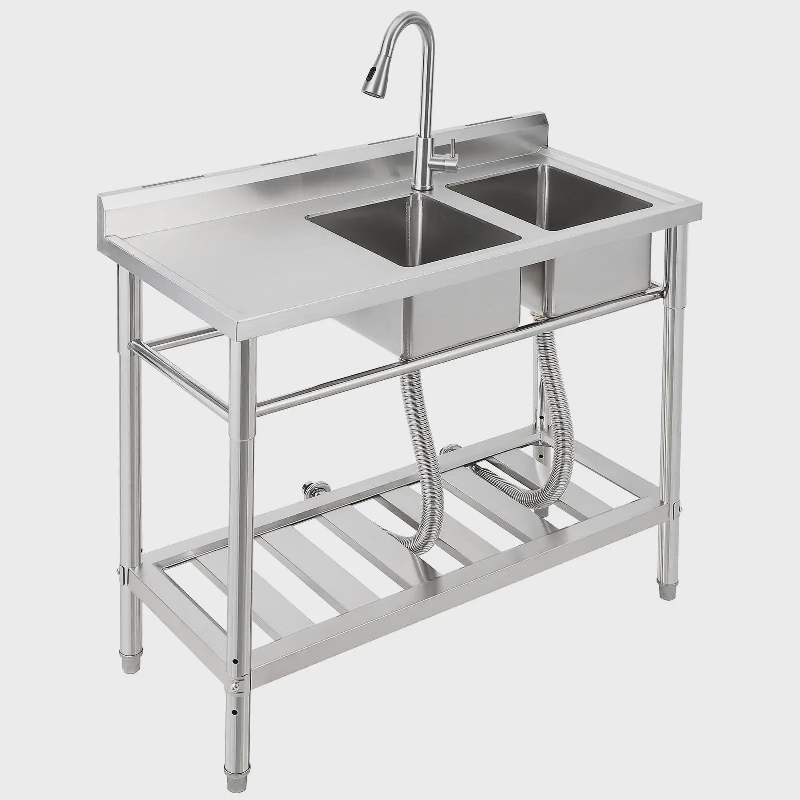 RVS Dubbele Spoelbak met Kraan - Professionele Werkbank Spoeltafel