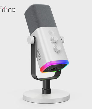 FIFINE AM8W Dynamische XLR/USB Microfoon met RGB, Mute & Koptelefoonaansluiting - Ideaal voor Streaming & Gaming