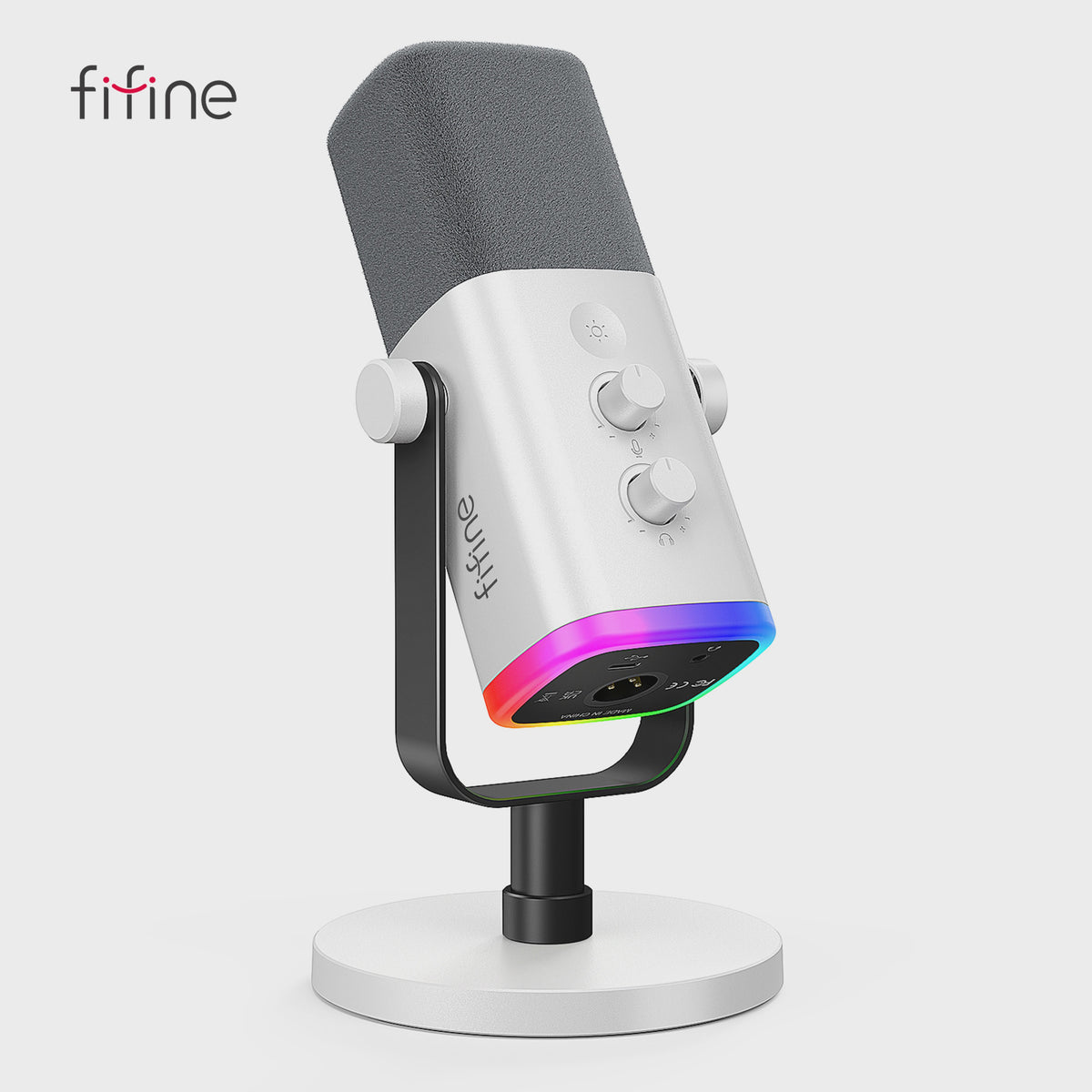 FIFINE AM8W Dynamische XLR/USB Microfoon met RGB, Mute & Koptelefoonaansluiting - Ideaal voor Streaming & Gaming