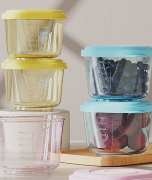 Set van 6 Baby Voeding Bewaarcontainers - PP Materiaal, Stoombaar & Lekvrij, Stapelbare Organizer