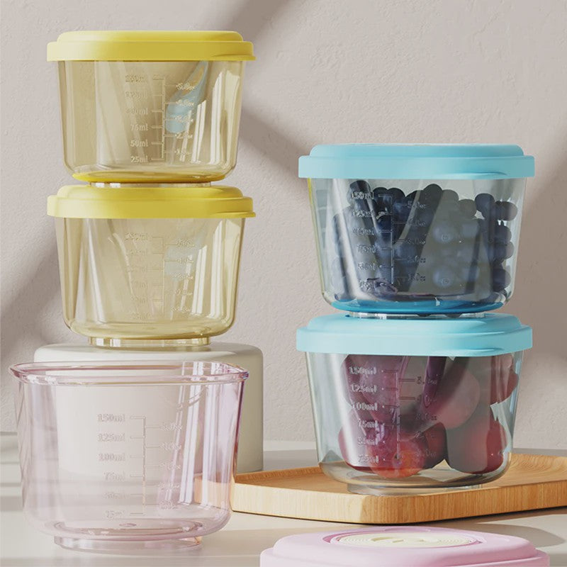 Set van 6 Baby Voeding Bewaarcontainers - PP Materiaal, Stoombaar & Lekvrij, Stapelbare Organizer