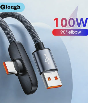 100W USB-C Snellader Kabel met 90° Hoek - PD Data Kabel voor Gaming & Snel Opladen