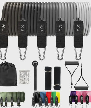 Professionele Weerstandsbanden Set (20-200 LBS) voor Krachttraining Thuis, Gym & Fitness
