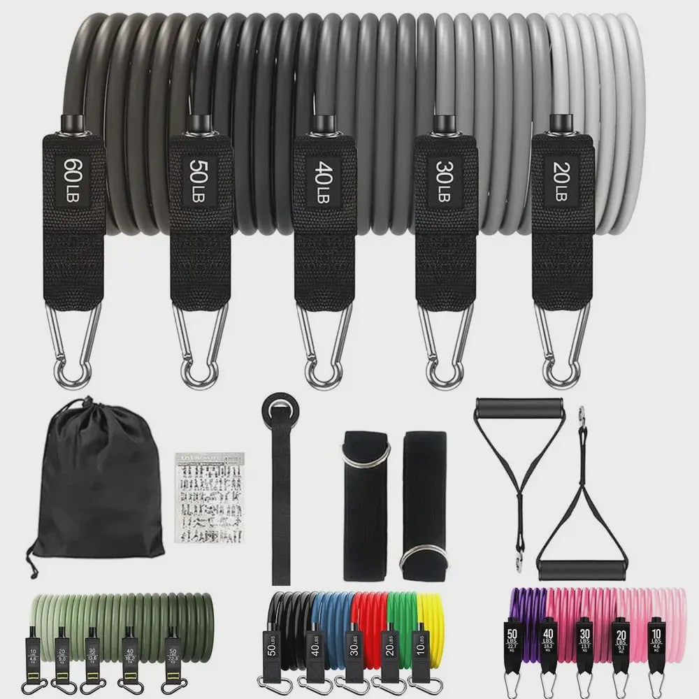 Professionele Weerstandsbanden Set (20-200 LBS) voor Krachttraining Thuis, Gym & Fitness