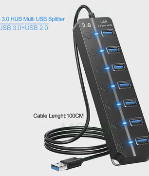 USB 3.0 Hub met 7 Poorten en 100cm Kabel - Breid uw Connectiviteit Uit