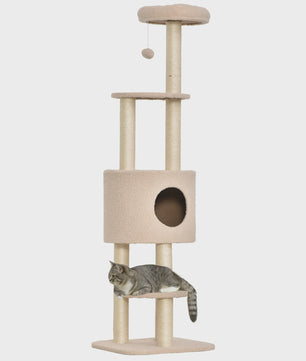 Luxe Kattenboom met Krabpaal, Niche en Plateau - Beige
