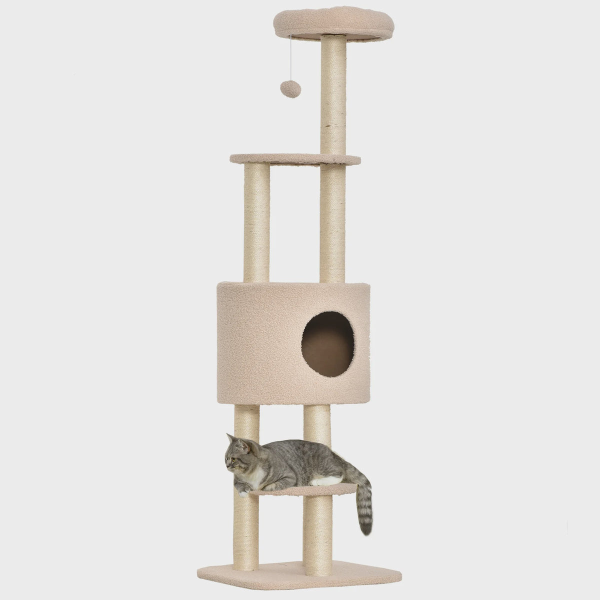 Luxe Kattenboom met Krabpaal, Niche en Plateau - Beige