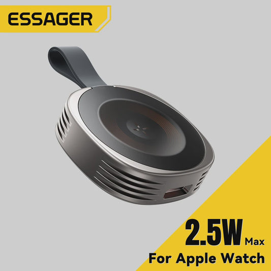 Essager Magnetische Draadloze Oplader voor Apple Watch - Draagbaar, Snel, USB-C & Lightning