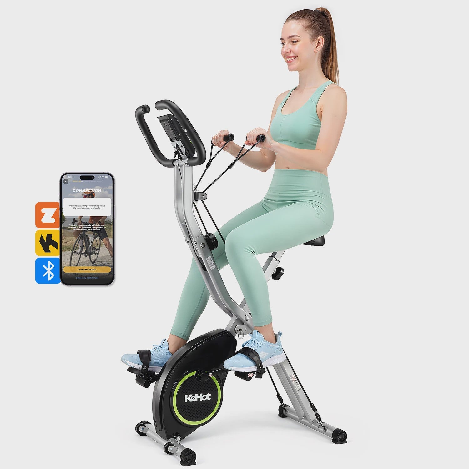 Kehot Opvouwbare Hometrainer met Bluetooth, Hartslagsensor & LCD - Max 145KG