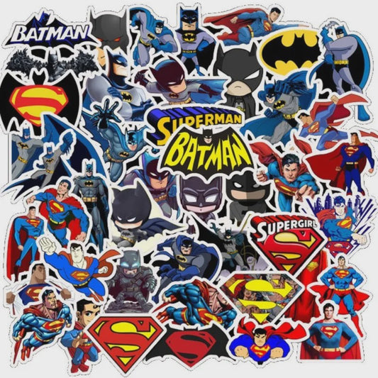45-delige set Superheld Stickers: Batman & Superman voor Kinderen