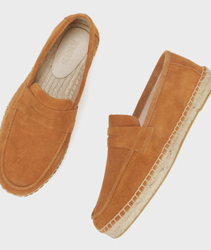Heren Espadrilles Instappers van Suède Leer met Jute Zool - Casual Zomerschoenen