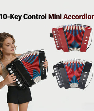 Mini Accordeon 10-Toetsen - Draagbaar Instrument voor Kinderen, Volwassenen & Beginners
