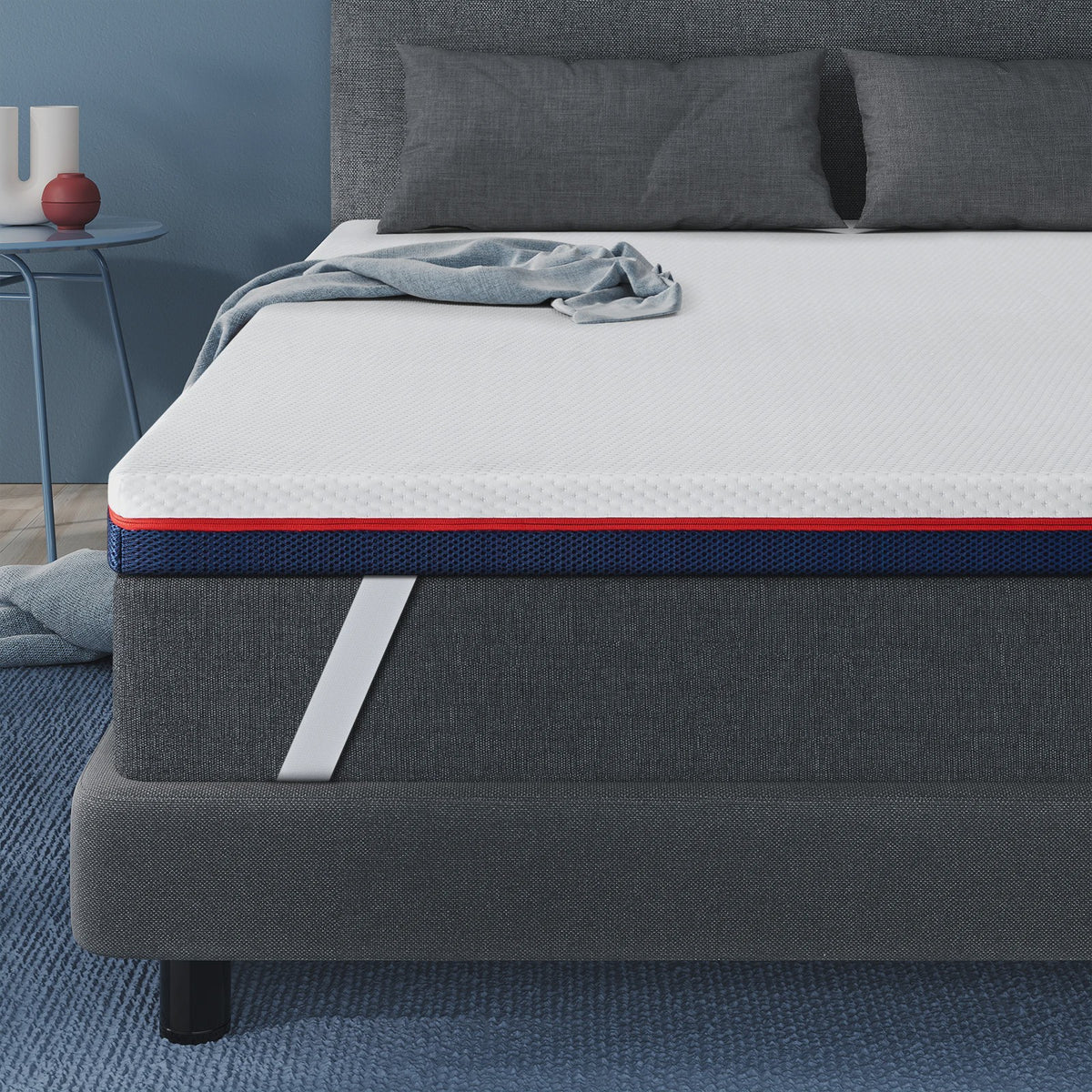 Inre 8cm Traagschuim Matrasoplegger - Comfortabel, Ademend & Hypoallergeen met Wasbare Hoes