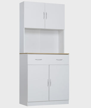 Homcom Kitchen Cupboard Auxiliary Kitchen Furniture with Doors Drawer and Adjustable Anti-Tipping Shelves for Dining Room Living Room
