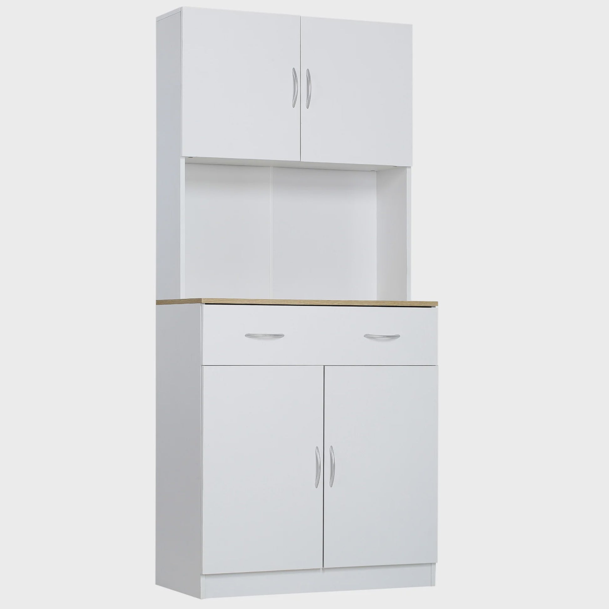 Homcom Kitchen Cupboard Auxiliary Kitchen Furniture with Doors Drawer and Adjustable Anti-Tipping Shelves for Dining Room Living Room