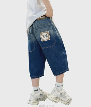 Stoere Denim Shorts voor Jongens | Zomerse Capri Broek met Gradient Kleur & Ripped Details | 5-14 Jaar
