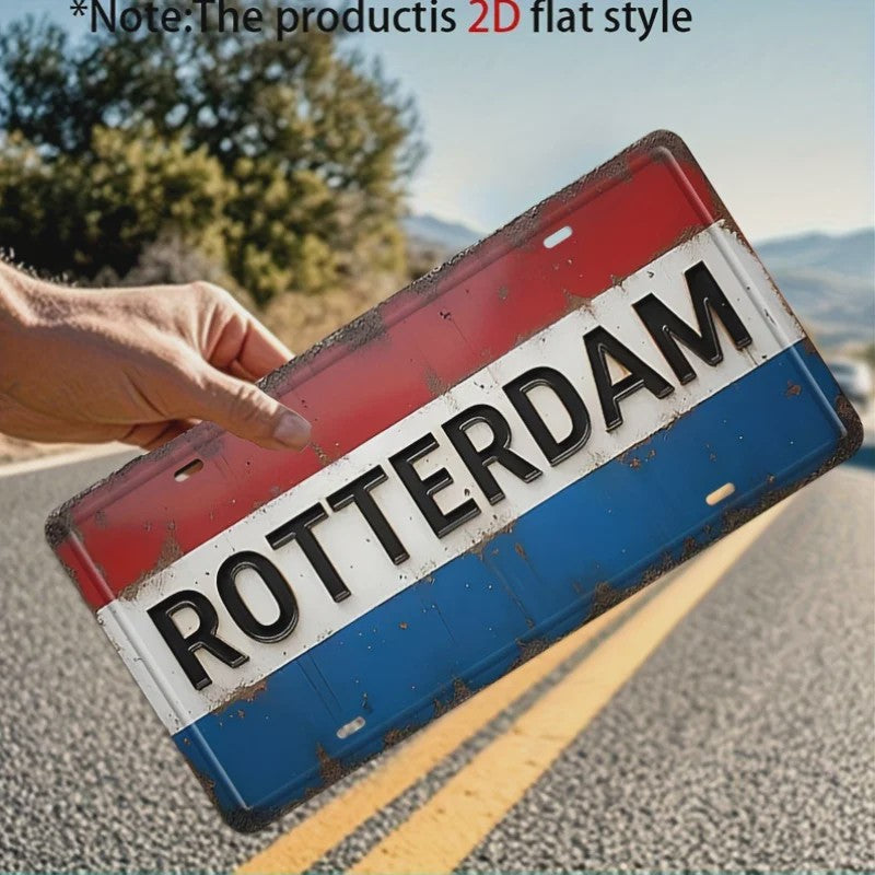 Rotterdam Nederlandse Vlag Retro Metalen Wanddecoratie - Decoratief Plaat