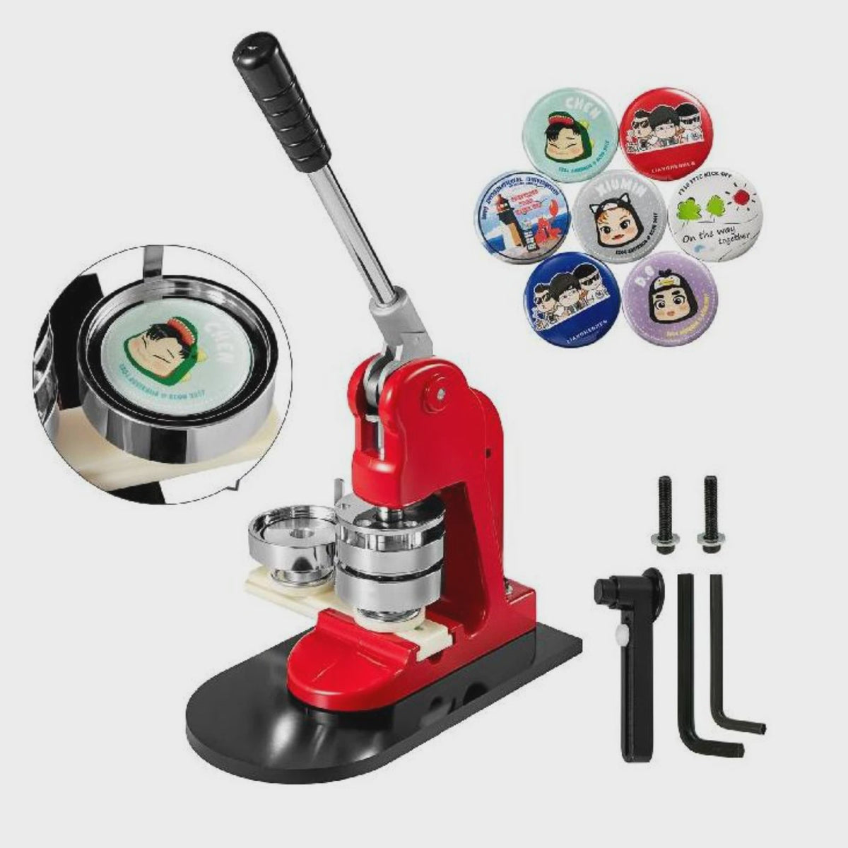 Professionele Badge Maker Machine: Maak Zelf Pins & Broches (25-75mm) - Inclusief 500/1000 Onderdelen