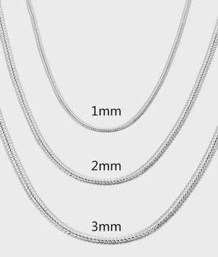 925 Sterling Zilveren Slangenketting (1-3mm) - 40-75cm - Heren & Dames
