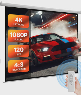Elektrisch Projectiescherm 72-120 inch 4:3 HD Motorized met Afstandsbediening