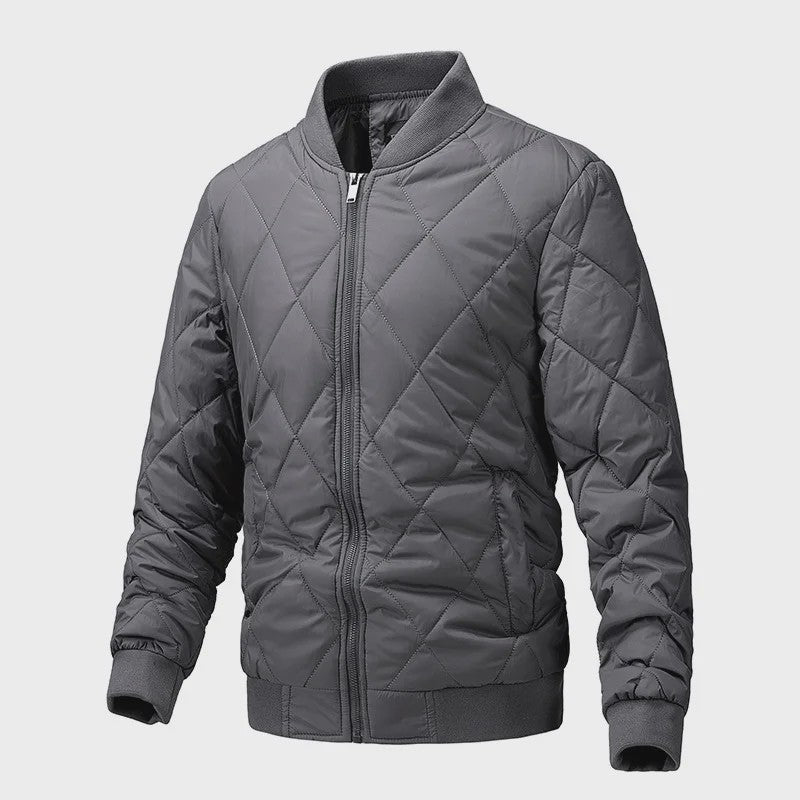 Heren Retro Quilted Winterjas - Lichtgewicht Katoen Gevoerd Casual Jack met Opstaande Kraag
