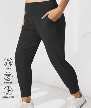 Dames Joggingbroek Plus Size - Comfortabele Loungebroek met Zijzakken en Buikcontrole