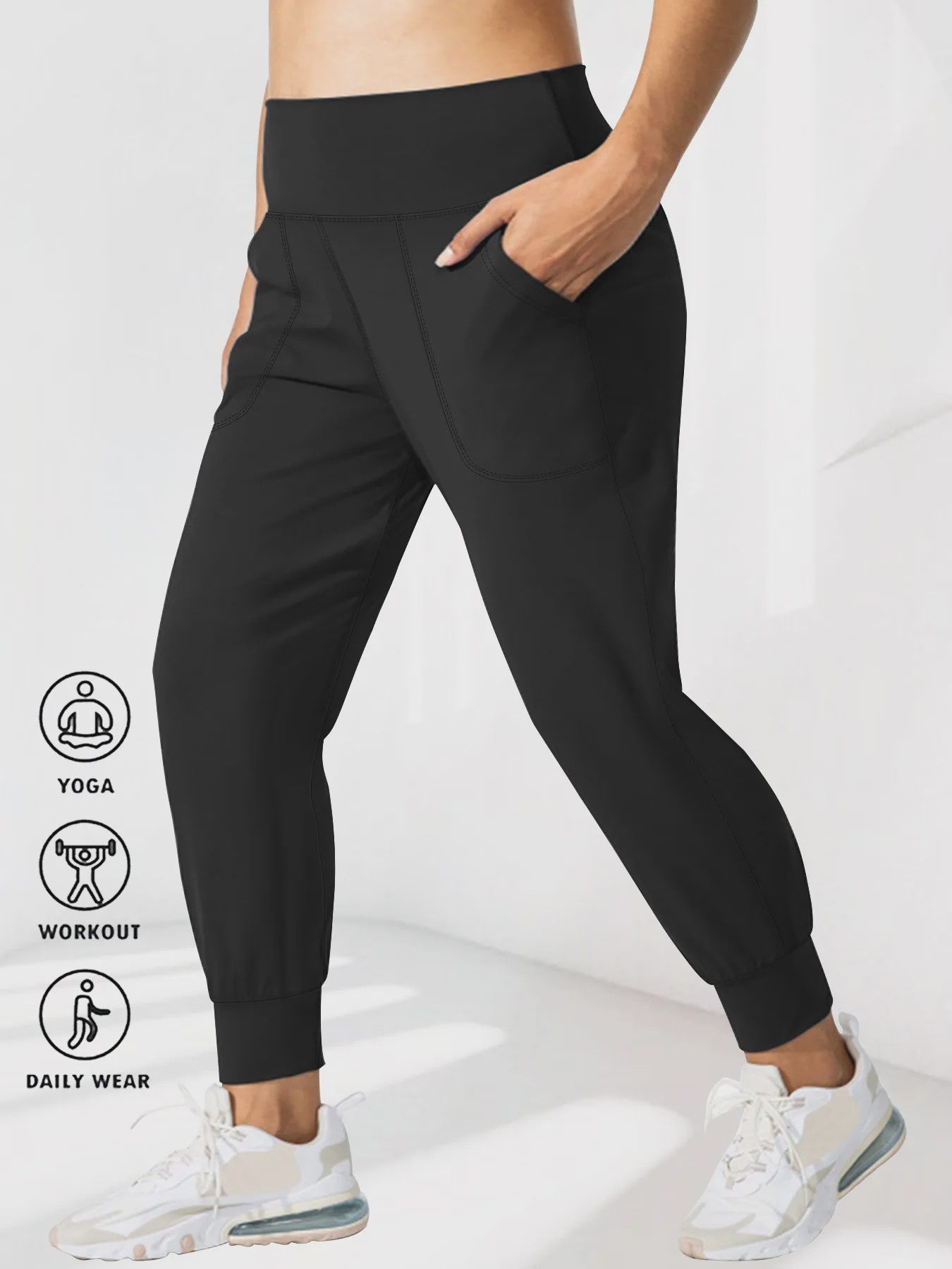 Dames Joggingbroek Plus Size - Comfortabele Loungebroek met Zijzakken en Buikcontrole