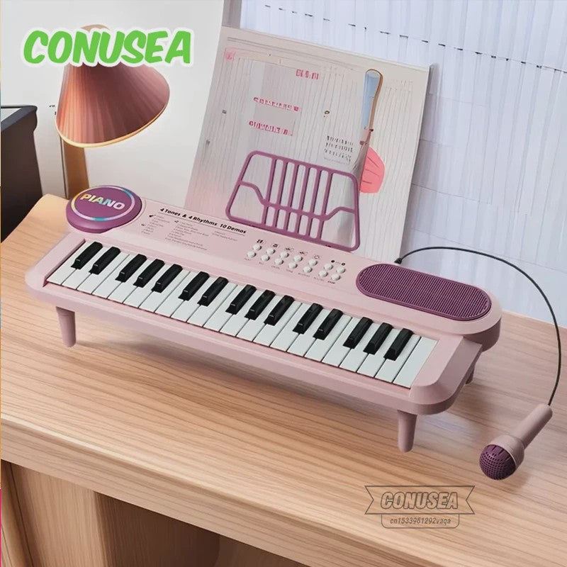 Kids Electric Piano 37 Baby Keyboard with Microphone Singing Songs Development Educational Toy Musical Instrument Games Children