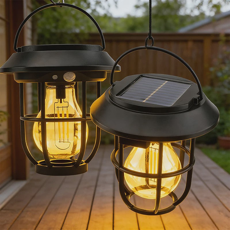 Solar Buitenlamp met Hangende Lantaarn - Decoratieve Tuinverlichting voor Pad, Oprit & Muur