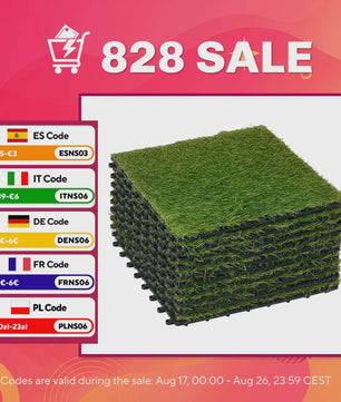 10x Kunstgras Tegels 30x30 cm - 25 mm Grashoogte - Groen