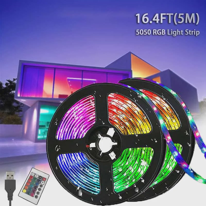 5M RGB LED Strip met USB & Afstandsbediening - Sfeervolle Verlichting voor TV, Gamekamer & Feestjes