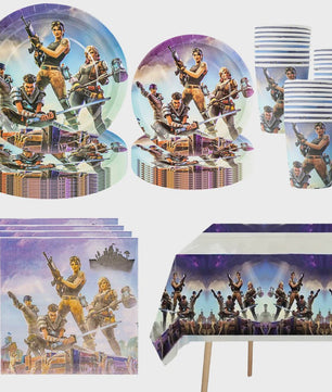 Fortnite Feestdecoratie Set: Beker, Bordjes, Tafelkleed & Meer voor Verjaardagen