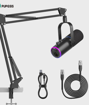 XLR/USB Gaming Microfoon Kit met Arm, RGB & Mute Functie