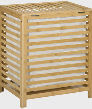 Homcom Bamboe Wasmand met Deksel - 55L - 50x36x60 cm - Naturel