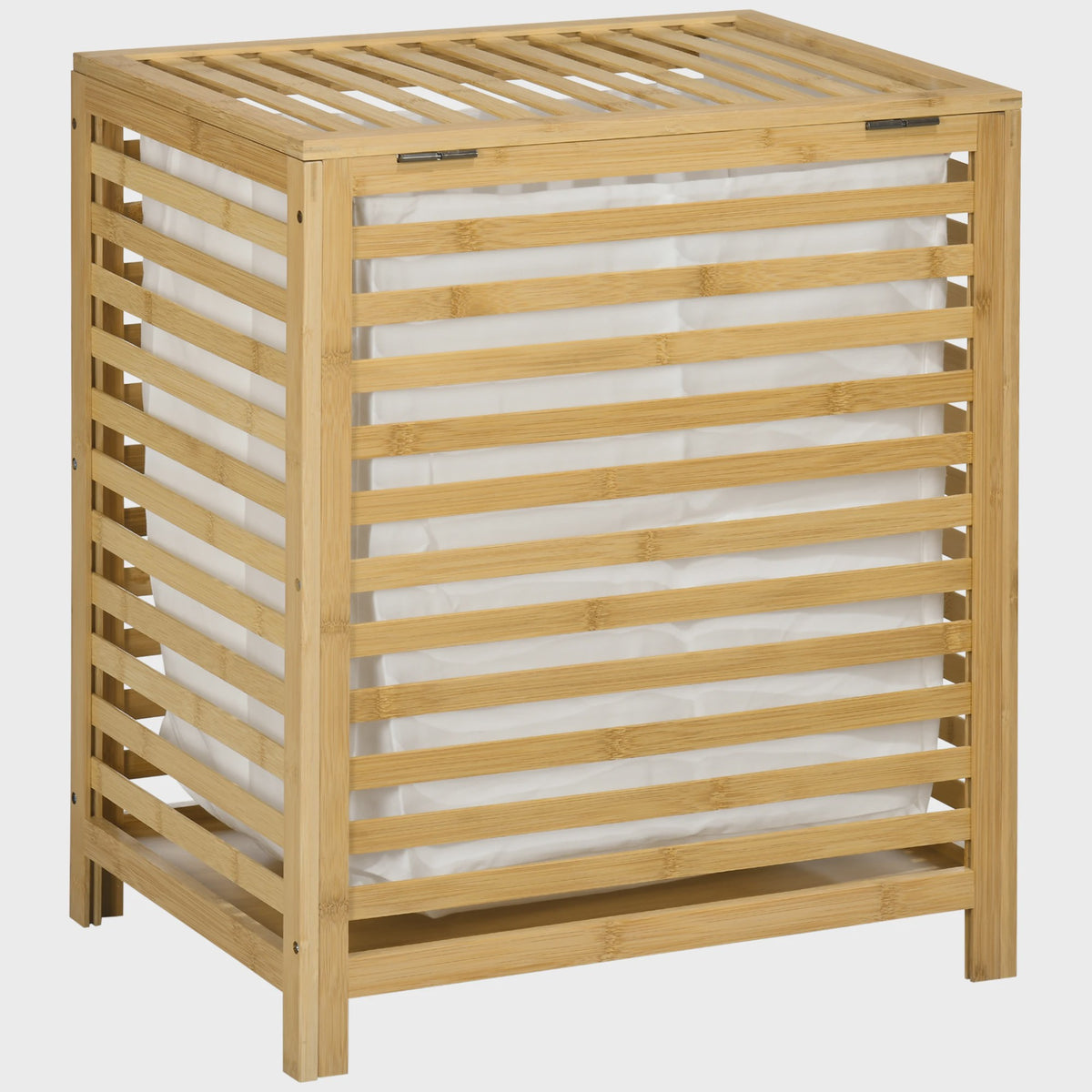 Homcom Bamboe Wasmand met Deksel - 55L - 50x36x60 cm - Naturel