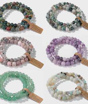 Set van 3 Natuurstenen Kralen Armbanden - Dames & Heren - 4, 6, 8 MM