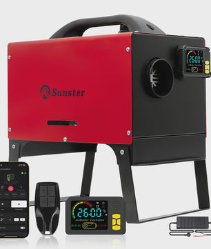 8KW Diesel Parkeerverwarming met Bluetooth, LCD & Thermostaat - Stil & Universeel (12V/24V/230V)