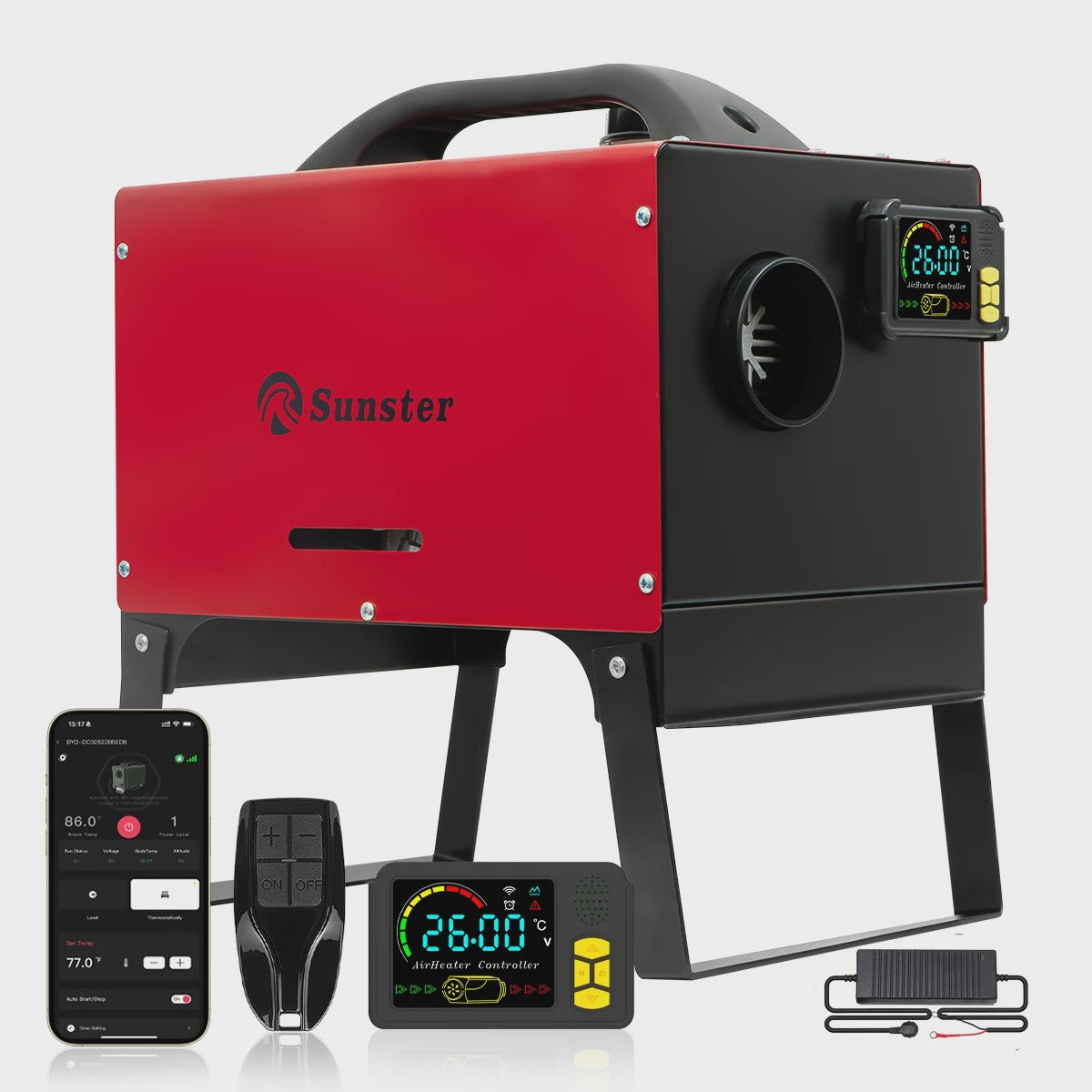 8KW Diesel Parkeerverwarming met Bluetooth, LCD & Thermostaat - Stil & Universeel (12V/24V/230V)